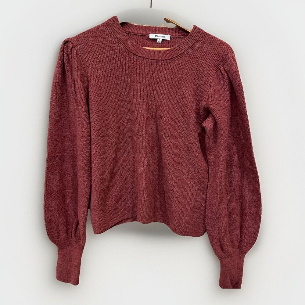 Madewell Baybrook Large Pullover Sweater Dusty Rose Stretch Womens Wool Blend - Picture 1 of 6
